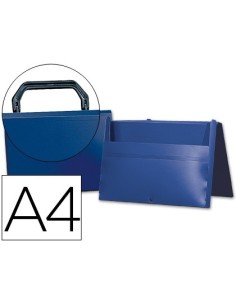 CARPETA LIDERPAPEL PORTADOCUMENTOS BROCHE POLIPROPILENO DIN A4 AZUL CON ASA