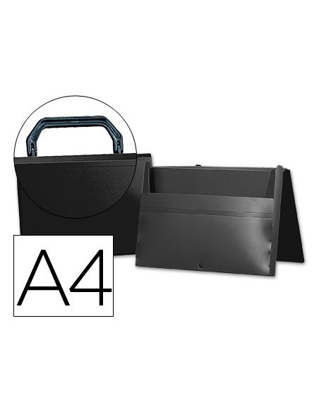 CARPETA LIDERPAPEL PORTADOCUMENTOS BROCHE POLIPROPILENO DIN A4 NEGRA CON ASA