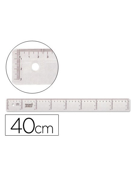 REGLA LIDERPAPEL PLASTICO CRISTAL 40 CM