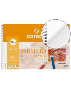 BLOC DIBUJO BASIK DIN A4+ ESPIRAL 23 X 32.5 CM -20 HOJAS MICROPERFORADO -2 TALADROS