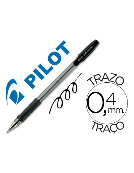 BOLIGRAFO PILOT BPS-GP NEGRO SUJECION DE CAUCHO TINTA BASE DE ACEITE CON CAPUCHON