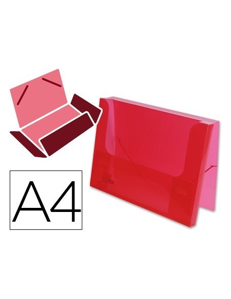 CARPETA LIDERPAPEL PORTADOCUMENTOS GOMAS 36930 POLIPROPILENO DIN A4 ROJO TRANSLUCIDO -LOMO 25 MM
