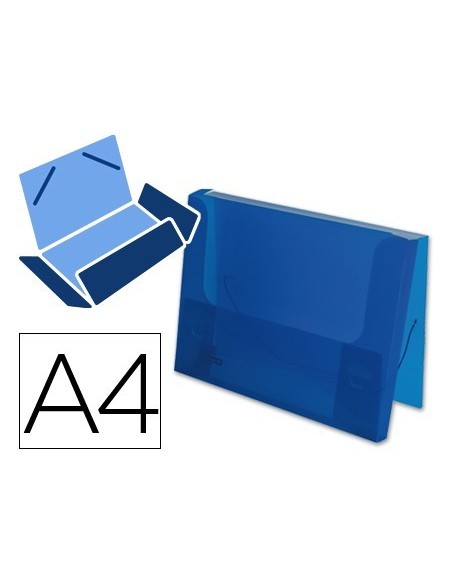 CARPETA LIDERPAPEL PORTADOCUMENTOS GOMAS 36932 POLIPROPILENO DIN A4 AZUL TRANSLUCIDO -LOMO 25 MM