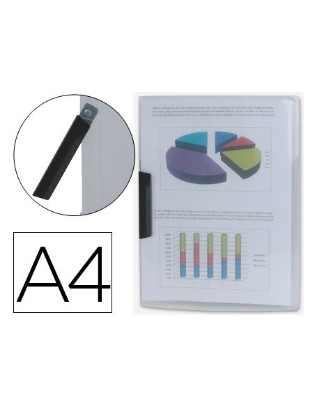 CARPETA LIDERPAPEL DOSSIER PINZA LATERAL 35445 POLIPROPILENO DIN A4 INCOLORA 30 HOJAS PINZA GIRATORIA