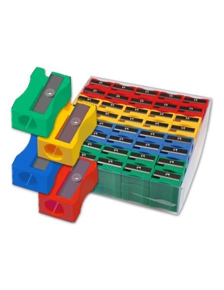 SACAPUNTAS LIDERPAPEL PLASTICO 1 USO CAJA DE 120 UNIDADES COLORES SURTIDOS
