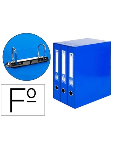 MODULO LIDERPAPEL 3 ARCHIVADORES FOLIO 2 ANILLAS MIXTAS 40MM AZUL