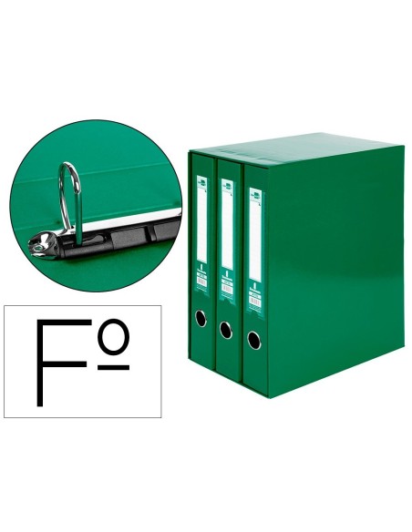 MODULO LIDERPAPEL 3 ARCHIVADORES FOLIO 2 ANILLAS MIXTAS 40MM VERDE