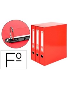 MODULO LIDERPAPEL 3 ARCHIVADORES FOLIO 2 ANILLAS MIXTAS 40MM ROJO
