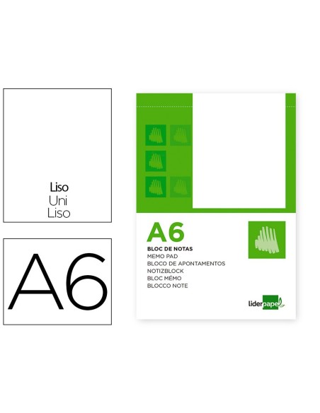 BLOC NOTAS LIDERPAPEL LISO A6 80 HOJAS 60G/M2 PERFORADO