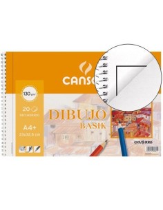 BLOC DIBUJO BASIK DIN A4+ ESPIRAL 23 X 32.5 CM -20 HOJAS MICROPERFORADO -2 TALADROS -CON RECUADRO