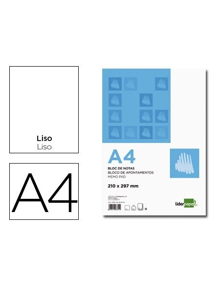 BLOC NOTAS LIDERPAPEL LISO A4 80 HOJAS 60G/M2