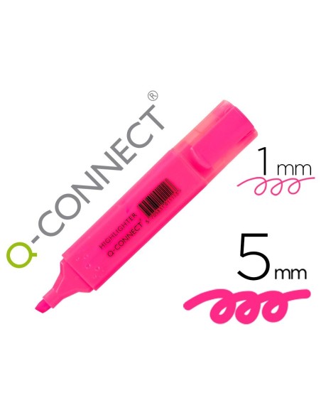 ROTULADOR Q-CONNECT FLUORESCENTE ROSA PUNTA BISELADA
