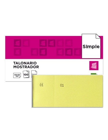 TALONARIO LIDERPAPEL MOSTRADOR 50X110 MM TL07 AMARILLO CON MATRIZ