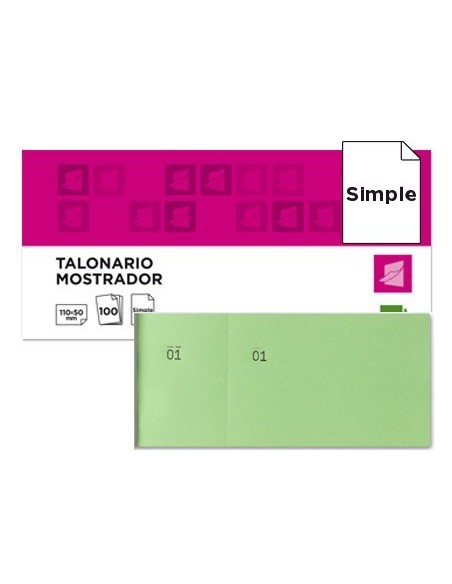 TALONARIO LIDERPAPEL MOSTRADOR 50X110 MM TL12 VERDE CON MATRIZ