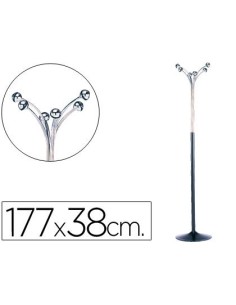 PERCHERO METALICO PIE 6 COLGADORES COLOR NEGRO/CROMADO177X38 CM