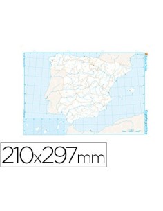 MAPA MUDO B/N DIN A4 ESPAÑA POLITICO