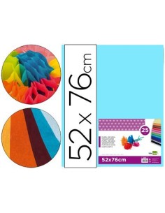 PAPEL SEDA LIDERPAPEL CELESTE 52X76 CM 18 GR -PAQUETE DE 25 HOJAS