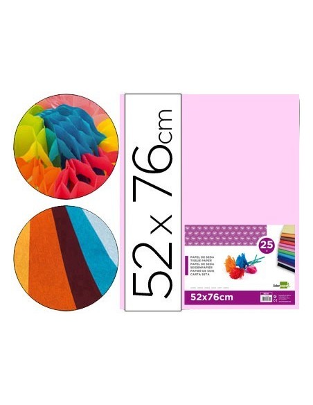 PAPEL SEDA LIDERPAPEL ROSA 52X76 CM 18 GR -PAQUETE DE 25 HOJAS