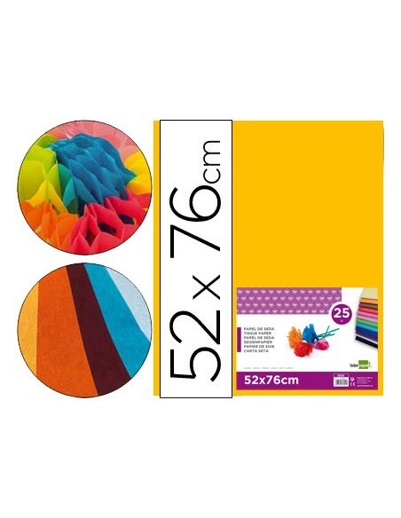 PAPEL SEDA LIDERPAPEL NARANJA 52X76 CM 18 GR -PAQUETE DE 25 HOJAS