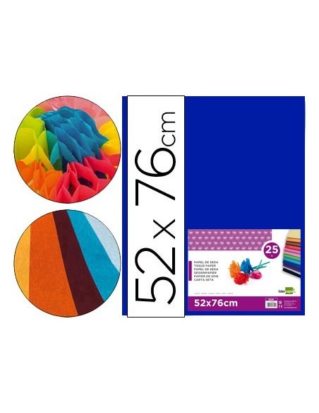 PAPEL SEDA LIDERPAPEL AZUL 52X76 CM 18 GR -PAQUETE DE 25 HOJAS