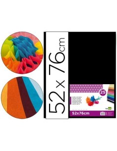 PAPEL SEDA LIDERPAPEL NEGRO 52X76 CM 18 GR -PAQUETE DE 25 HOJAS