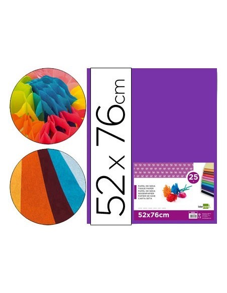 PAPEL SEDA LIDERPAPEL VIOLETA 52X76 CM 18 GR -PAQUETE DE 25 HOJAS