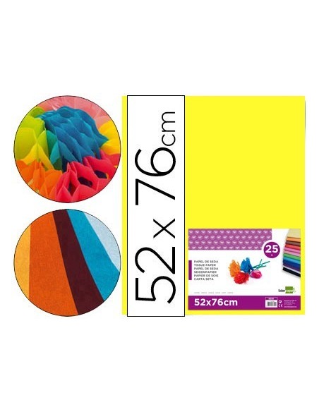 PAPEL SEDA LIDERPAPEL AMARILLO 52X76 CM 18 GR -PAQUETE DE 25 HOJAS