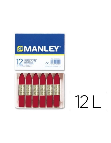 LAPICES CERA MANLEY UNICOLOR CARMIN N.10 CAJA DE 12 UNIDADES