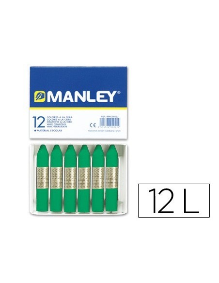 LAPICES CERA MANLEY UNICOLOR VERDE NATURAL N.21 CAJA DE 12 UNIDADES