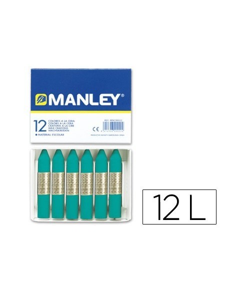 LAPICES CERA MANLEY UNICOLOR VERDE TURQUESA N.23 CAJA DE 12UNIDADES
