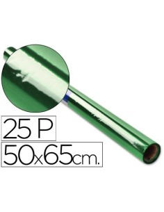 PAPEL CELOFAN ROLLO TREPADO VERDE 25 HOJAS DE 50X65 CM