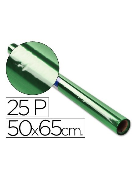 PAPEL CELOFAN ROLLO TREPADO VERDE 25 HOJAS DE 50X65 CM