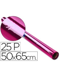 PAPEL CELOFAN ROLLO TREPADO ROSA 25 HOJAS DE 50X65 CM