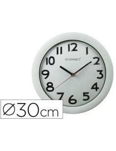 RELOJ Q-CONNECT DE PARED PLASTICO OFICINA REDONDO 30 CM MARCO BLANCO