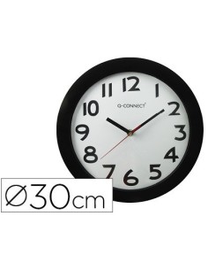 RELOJ Q-CONNECT DE PARED PLASTICO OFICINA REDONDO 30 CM MARCO NEGRO