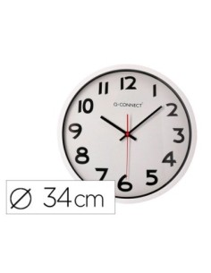 RELOJ Q-CONNECT DE PARED PLASTICO OFICINA REDONDO 34 CM MARCO BLANCO