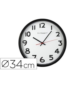 RELOJ Q-CONNECT DE PARED PLASTICO OFICINA REDONDO 34 CM MARCO NEGRO