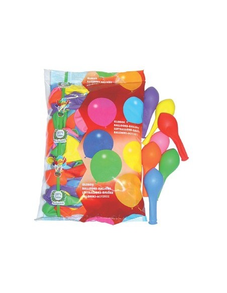 GLOBO 100% LATEX BIODEGRADABLE BOLSA DE 100 UNIDADES COLORES SURTIDOS