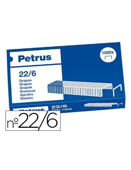 GRAPAS PETRUS N. 22/6 COBREADAS CAJA DE 1000 UNIDADES