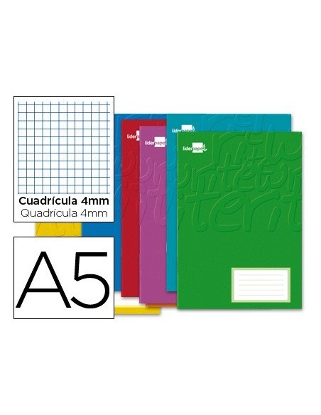 LIBRETA LIDERPAPEL SMART A5 32 HOJAS 60G/M2CUADRO 4MM CON MARGEN