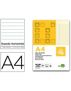 BLOC NOTAS LIDERPAPEL HORIZONTAL A4 50 HOJAS AMARILLAS 60G/M2 ENCOLADO