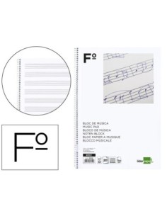 BLOC MUSICA LIDERPAPEL PENTAGRAMA 3MM FOLIO 20 HOJAS 100G/M2
