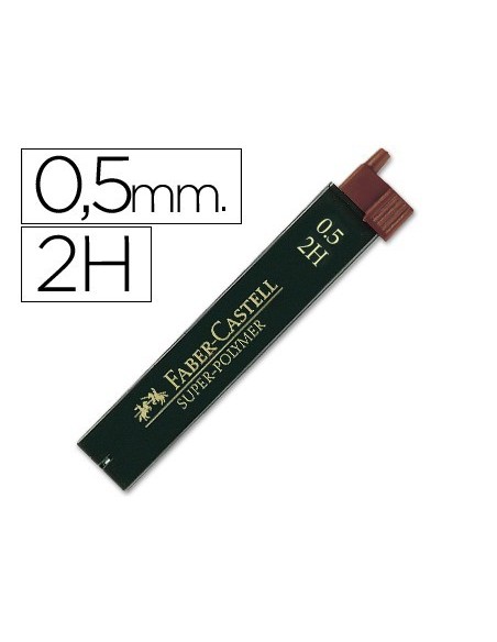 MINAS FABER GRAFITO 9065 0,5 MM 2H ESTUCHE DE 12 MINAS