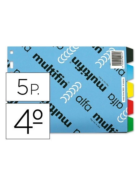 SEPARADOR MULTIFIN 3003 PLASTICO CUARTO APAISADO 5 PESTAÑAS