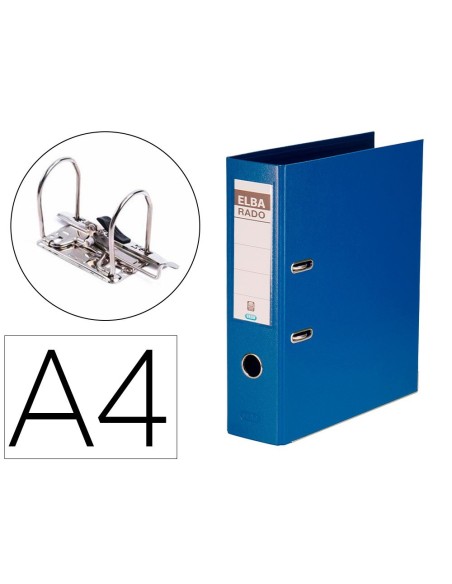 ARCHIVADOR DE PALANCA ELBA CARTON FORRADO DIN A4 AZUL LOMO DE 80 MM RADO PLAST