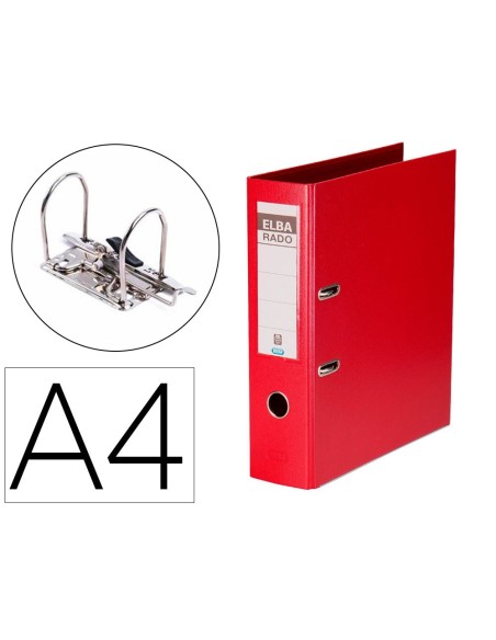 ARCHIVADOR DE PALANCA ELBA CARTON FORRADO DIN A4 ROJO LOMO DE 80 MM RADO PLAST