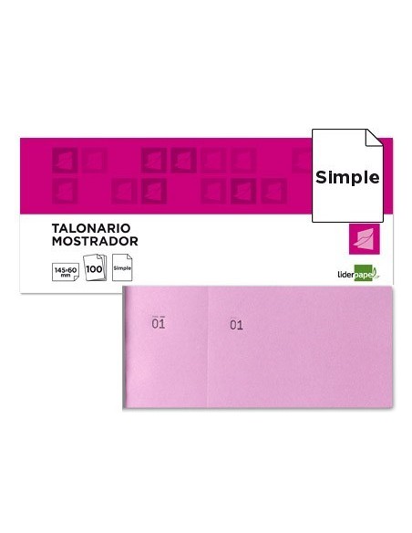 TALONARIO LIDERPAPEL MOSTRADOR 60X145 MM TL05 ROSA CON MATRIZ