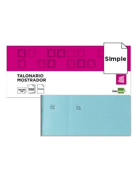 TALONARIO LIDERPAPEL MOSTRADOR 60X145 MM TL03 CELESTE CON MATRIZ