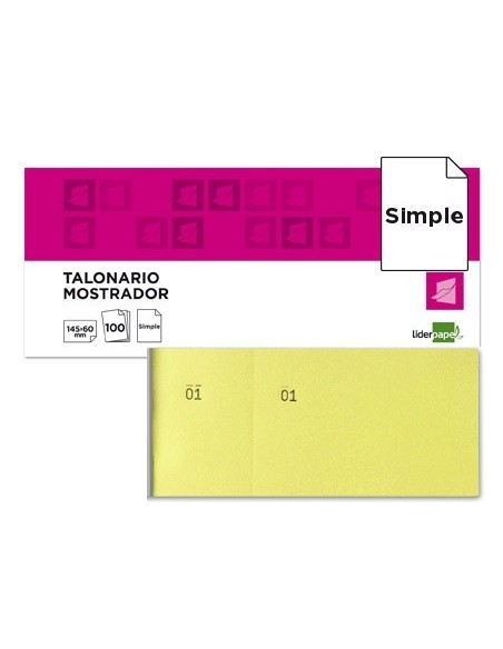 TALONARIO LIDERPAPEL MOSTRADOR 60X145 MM TL01 AMARILLO CON MATRIZ