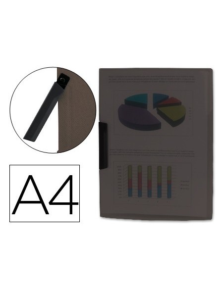 CARPETA LIDERPAPEL DOSSIER PINZA LATERAL 35485 POLIPROPILENO DIN A4 NEGRA 30 HOJAS PINZA GIRATORIA